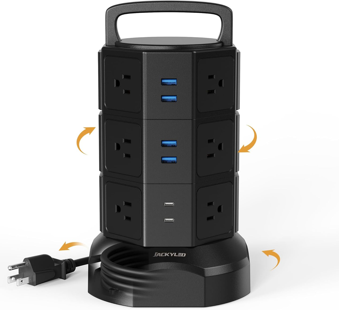 Ultimate Power Strip Tower Surge Protector - 12 Outlets & 6 USB Ports with 6.5Ft Heavy Duty Extension Cord for Home, Office & Dorm