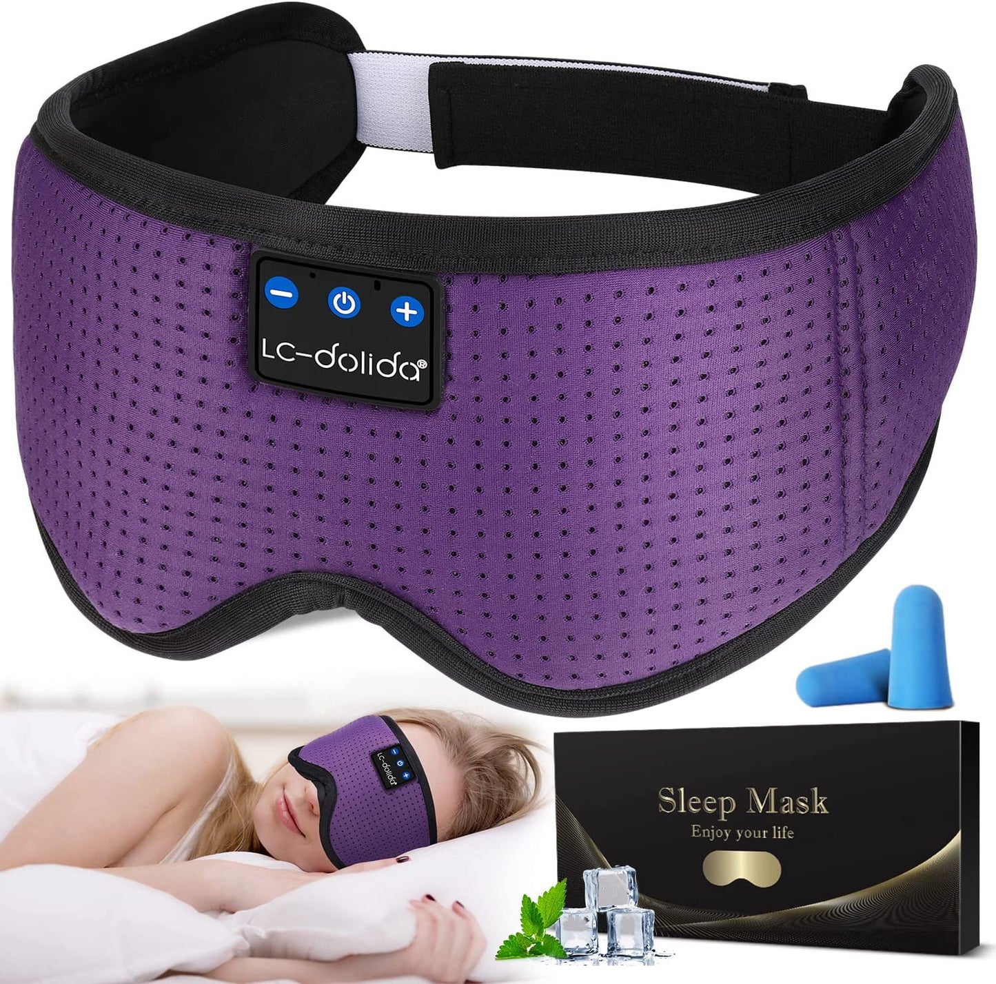 Ultra-Thin Bluetooth Sleep Mask with Wireless Headphones - Perfect for Side Sleepers and Relaxing Music Enjoyment