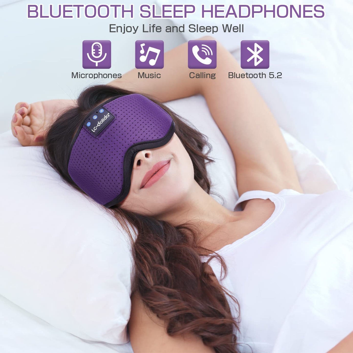 Ultra-Thin Bluetooth Sleep Mask with Wireless Headphones - Perfect for Side Sleepers and Relaxing Music Enjoyment