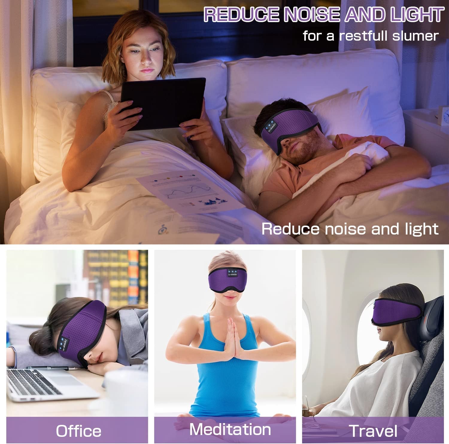 Ultra-Thin Bluetooth Sleep Mask with Wireless Headphones - Perfect for Side Sleepers and Relaxing Music Enjoyment