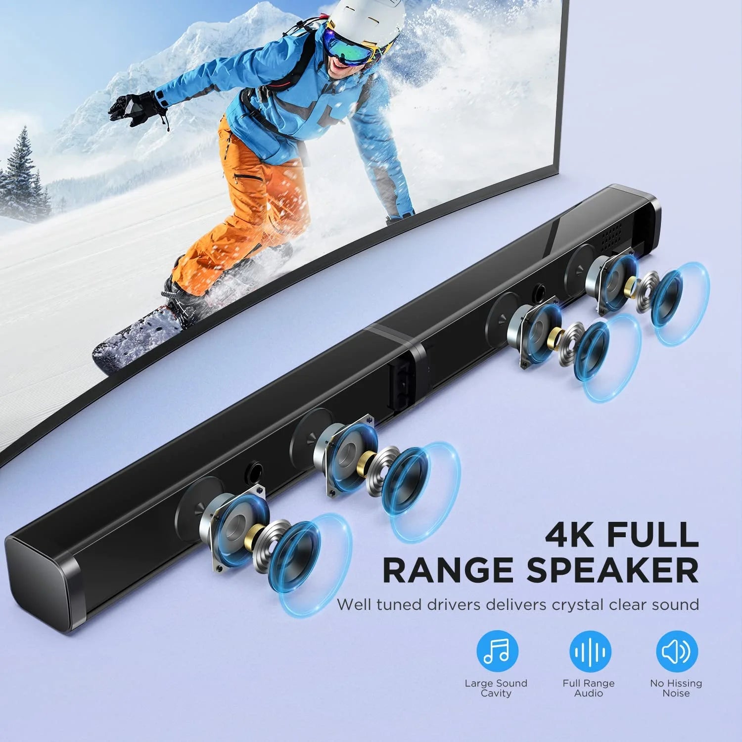 Sound Bar for Smart TV with Dolby Atmos, 190W Peak Power Soundbar with Subwoofer, TV Sound Bar with Bass Boost, Home Theater Audio Sound Bars for TV Speakers