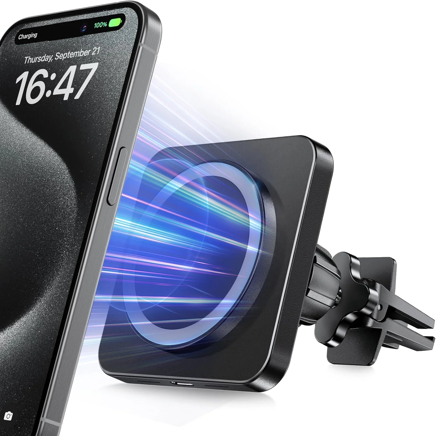 Magnetic Wireless Car Charger Mount -  Car Accessories Mag-Safe Charger, Car Phone Holder Mount for Iphone 16/15/14/13/12 Pro/Pro Max/Mini, Black