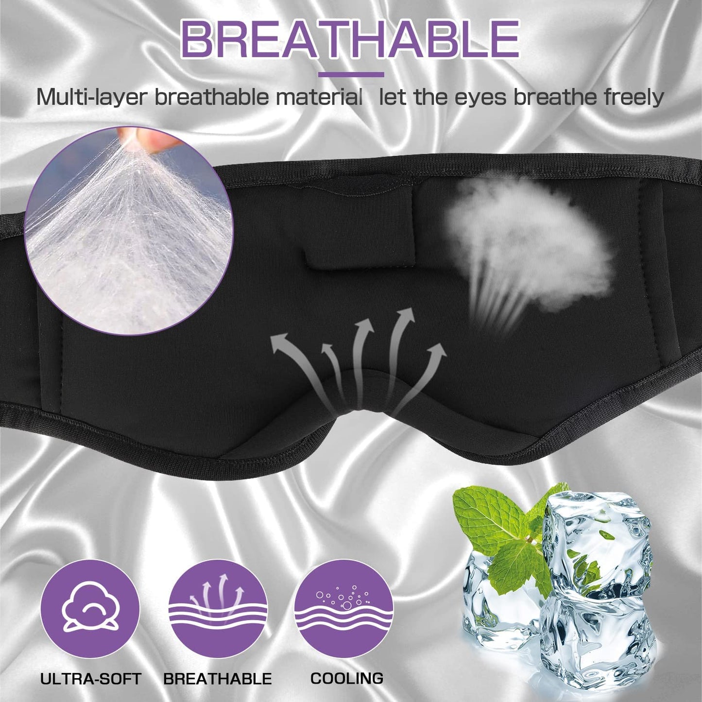 Ultra-Thin Bluetooth Sleep Mask with Wireless Headphones - Perfect for Side Sleepers and Relaxing Music Enjoyment